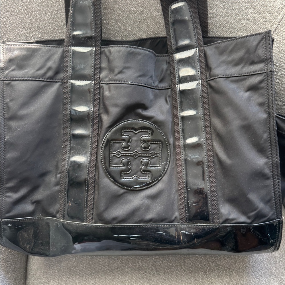 Tory Burch Black Patent Trim Tote
